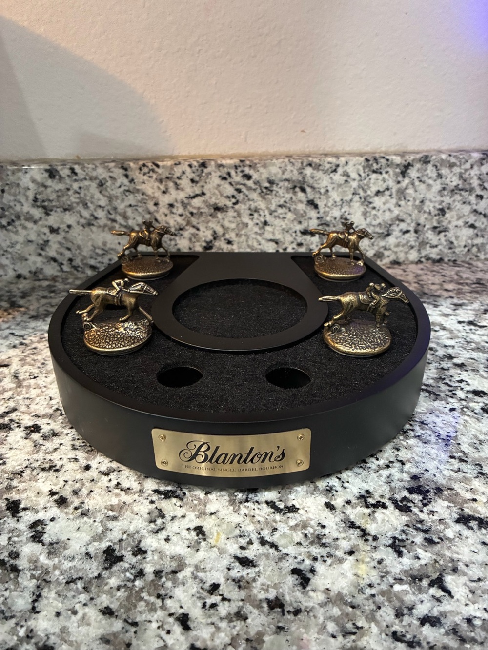 Black & Gold Bottle Display Stand with Horse Figurines